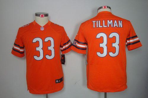  Bears #33 Charles Tillman Orange Alternate Youth Stitched NFL Limited Jersey