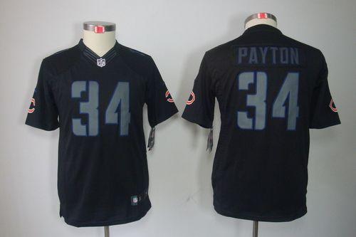  Bears #34 Walter Payton Black Impact Youth Stitched NFL Limited Jersey