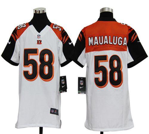  Bengals #58 Rey Maualuga White Youth Stitched NFL Elite Jersey