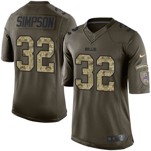 Bills #32 O. J. Simpson Green Youth Stitched NFL Limited Salute to Service Jersey