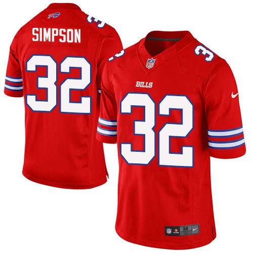  Bills #32 O. J. Simpson Red Youth Stitched NFL Limited Rush Jersey