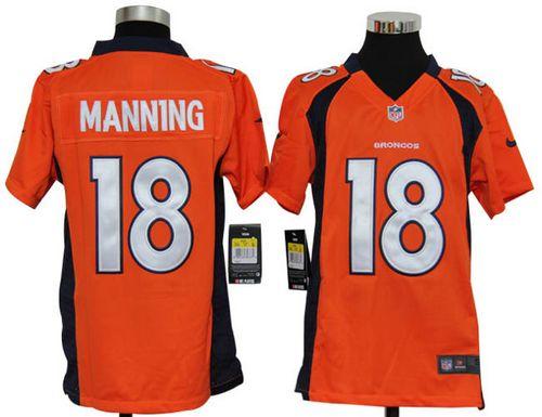  Broncos #18 Peyton Manning Orange Team Color Youth Stitched NFL Elite Jersey
