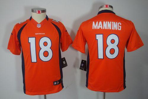  Broncos #18 Peyton Manning Orange Team Color Youth Stitched NFL Limited Jersey