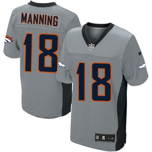  Broncos #18 Peyton Manning Grey Shadow Youth Stitched NFL Elite Jersey