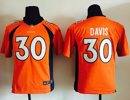  Broncos #30 Terrell Davis Orange Team Color Youth Stitched NFL New Elite Jersey