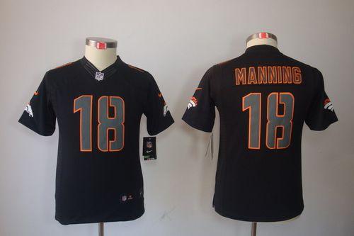  Broncos #18 Peyton Manning Black Impact Youth Stitched NFL Limited Jersey