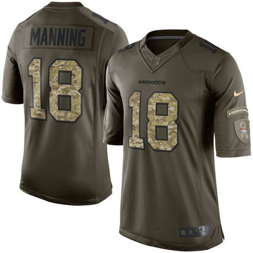  Broncos #18 Peyton Manning Green Youth Stitched NFL Limited Salute to Service Jersey