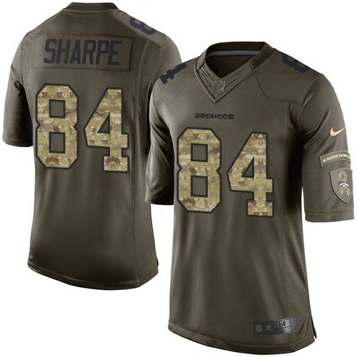  Broncos #84 Shannon Sharpe Green Youth Stitched NFL Limited Salute to Service Jersey