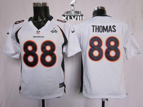  Broncos #88 Demaryius Thomas White Super Bowl XLVIII Youth Stitched NFL Elite Jersey