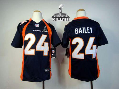  Broncos #24 Champ Bailey Blue Alternate Super Bowl XLVIII Youth Stitched NFL Elite Jersey