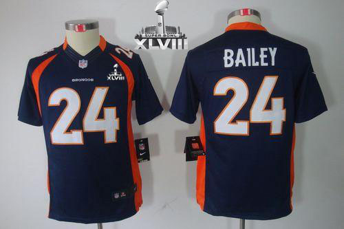 Broncos #24 Champ Bailey Blue Alternate Super Bowl XLVIII Youth Stitched NFL Limited Jersey