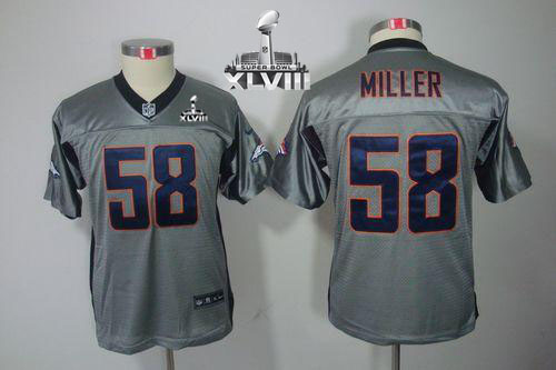  Broncos #58 Von Miller Grey Shadow Super Bowl XLVIII Youth Stitched NFL Elite Jersey