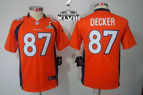  Broncos #87 Eric Decker Orange Team Color Super Bowl XLVIII Youth Stitched NFL Limited Jersey