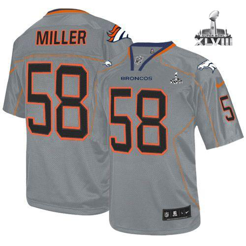  Broncos #58 Von Miller Lights Out Grey Super Bowl XLVIII Youth Stitched NFL Elite Jersey