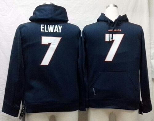  Broncos #7 John Elway Navy Blue Youth Pullover NFL Hoodie