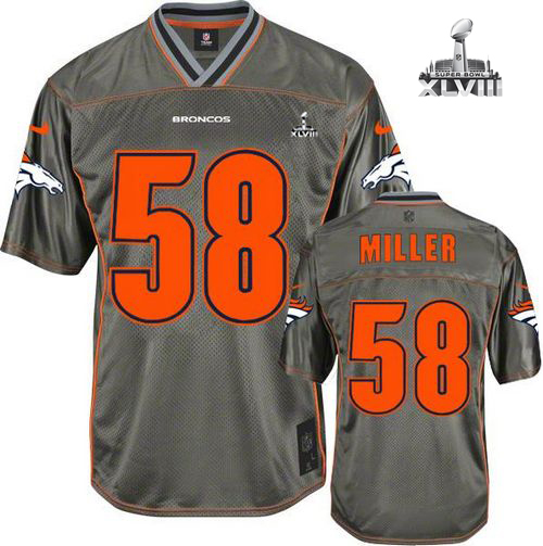  Broncos #58 Von Miller Grey Super Bowl XLVIII Youth Stitched NFL Elite Vapor Jersey