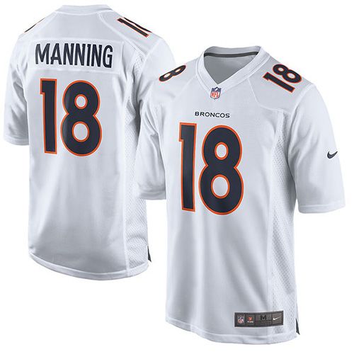  Broncos #18 Peyton Manning White Youth Stitched NFL Game Event Jersey