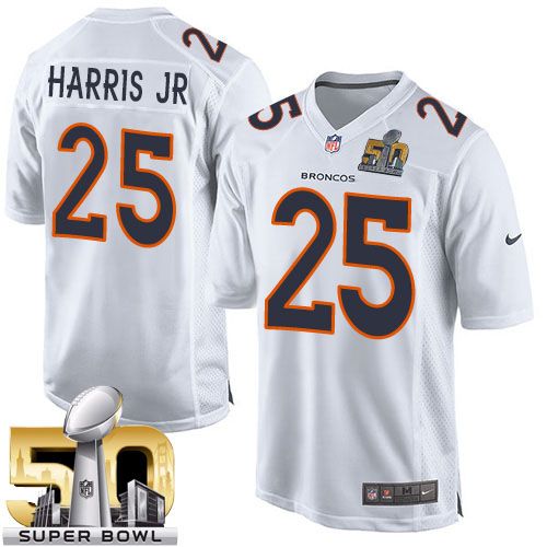  Broncos #25 Chris Harris Jr White Super Bowl 50 Youth Stitched NFL Game Event Jersey
