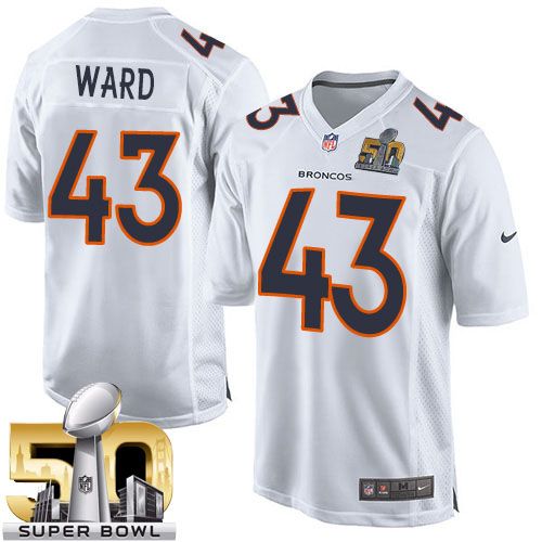  Broncos #43 T.J. Ward White Super Bowl 50 Youth Stitched NFL Game Event Jersey