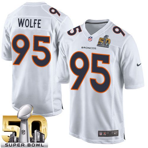  Broncos #95 Derek Wolfe White Super Bowl 50 Youth Stitched NFL Game Event Jersey