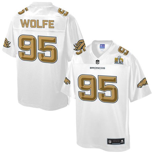  Broncos #95 Derek Wolfe White Youth NFL Pro Line Super Bowl 50 Fashion Game Jersey