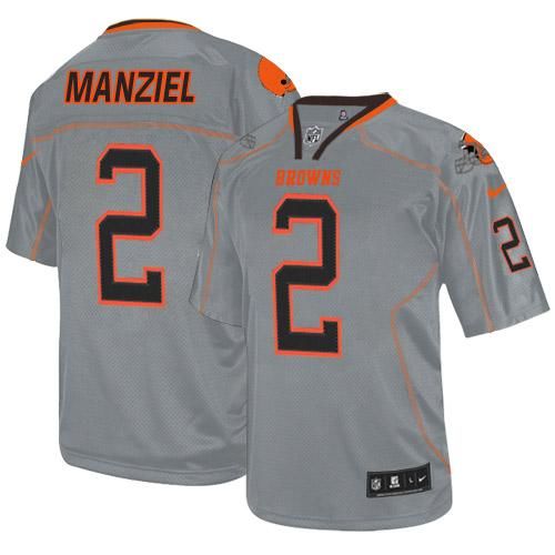  Browns #2 Johnny Manziel Lights Out Grey Youth Stitched NFL Elite Jersey