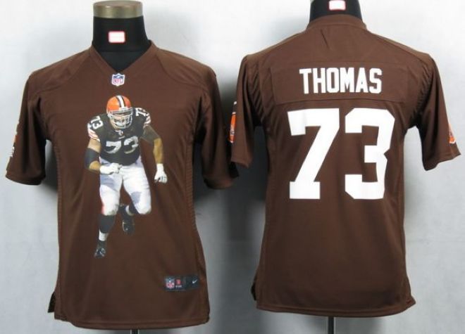  Browns #73 Joe Thomas Brown Team Color Youth Portrait Fashion NFL Game Jersey