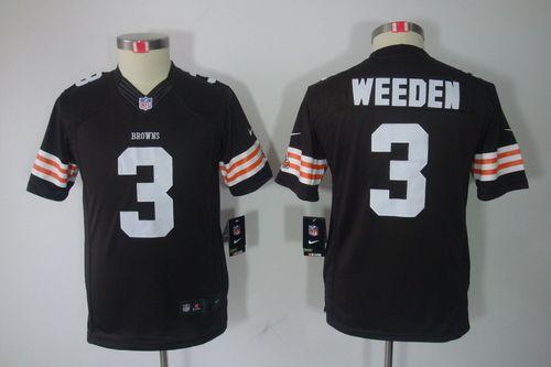  Browns #3 Brandon Weeden Brown Team Color Youth Stitched NFL Limited Jersey