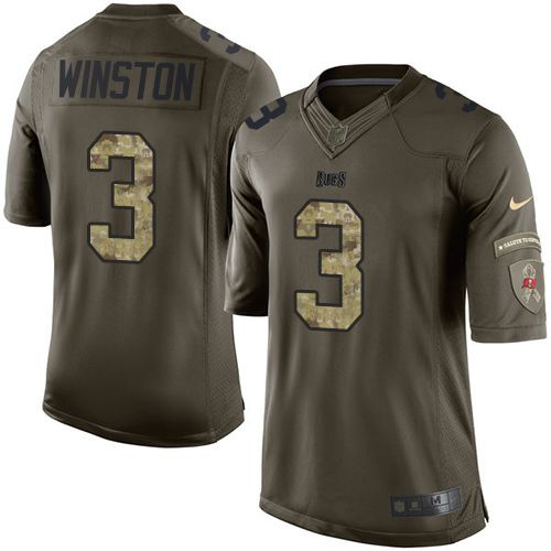  Buccaneers #3 Jameis Winston Green Youth Stitched NFL Limited Salute to Service Jersey