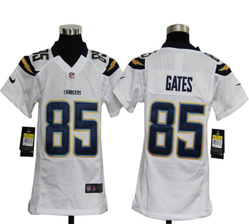 Chargers #85 Antonio Gates White Youth Stitched NFL Elite Jersey