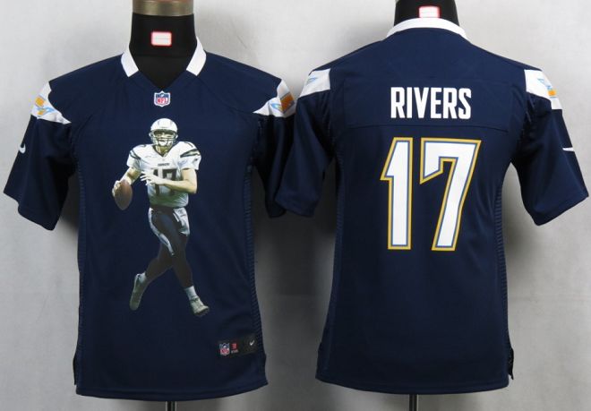  Chargers #17 Philip Rivers Navy Blue Team Color Youth Portrait Fashion NFL Game Jersey