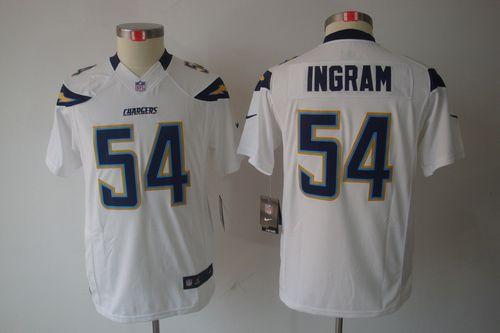  Chargers #54 Melvin Ingram White Youth Stitched NFL Limited Jersey