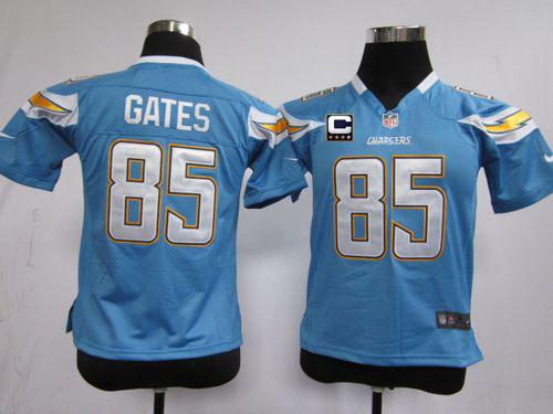  Chargers #85 Antonio Gates Electric Blue Alternate With C Patch Youth Stitched NFL Elite Jersey