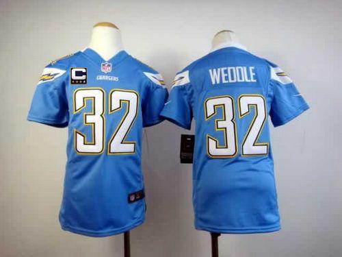  Chargers #32 Eric Weddle Electric Blue Alternate With C Patch Youth Stitched NFL Elite Jersey