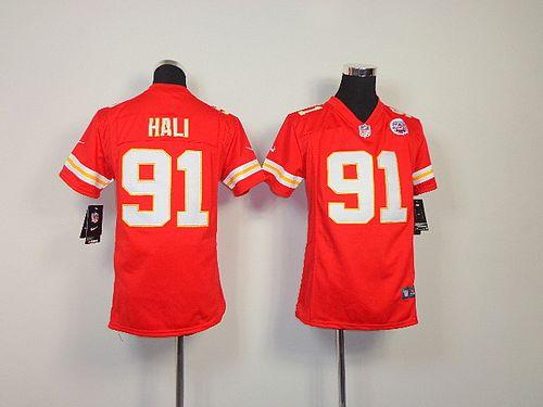  Chiefs #91 Tamba Hali Red Team Color Youth Stitched NFL Elite Jersey