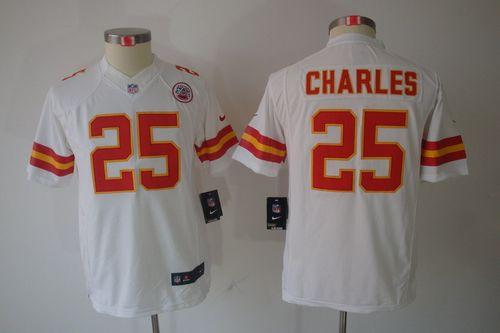  Chiefs #25 Jamaal Charles White Youth Stitched NFL Limited Jersey