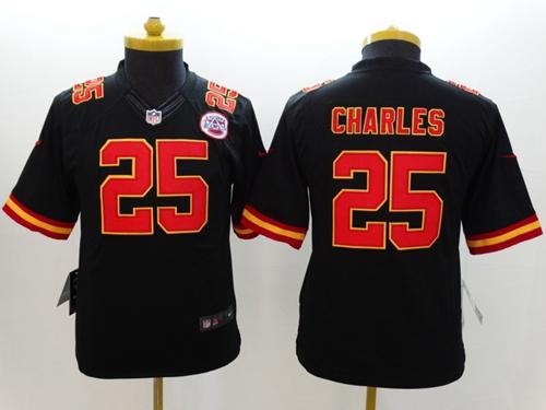  Chiefs #25 Jamaal Charles Black Alternate Youth Stitched NFL Limited Jersey