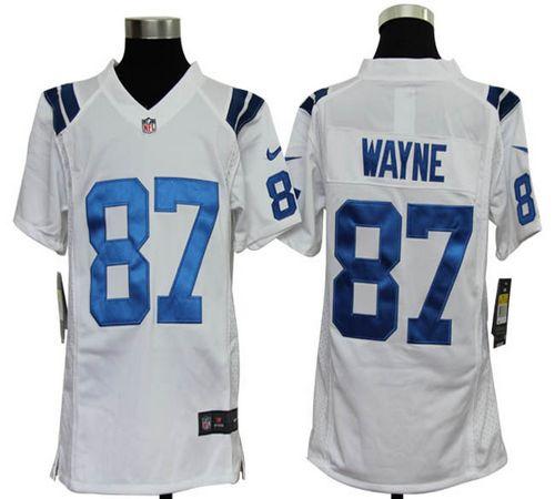  Colts #87 Reggie Wayne White Youth Stitched NFL Elite Jersey