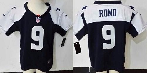 Toddler  Cowboys #9 Tony Romo Navy Blue Thanksgiving Stitched NFL Elite Jersey