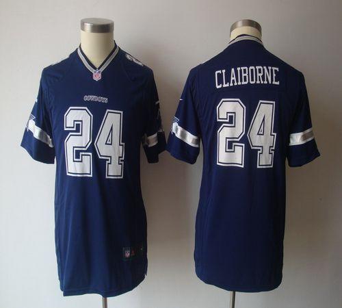  Cowboys #24 Morris Claiborne Navy Blue Team Color Youth NFL Game Jersey