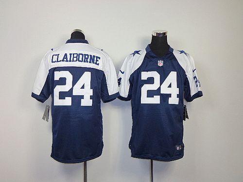  Cowboys #24 Morris Claiborne Navy Blue Thanksgiving Youth Throwback Stitched NFL Elite Jersey