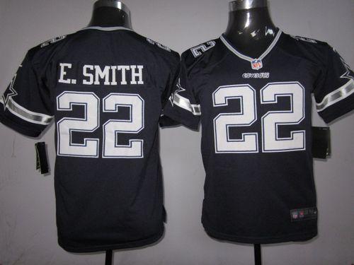  Cowboys #22 Emmitt Smith Navy Blue Team Color Youth Stitched NFL Elite Jersey