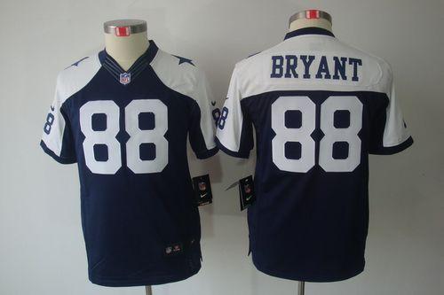  Cowboys #88 Dez Bryant Navy Blue Thanksgiving Youth Throwback Stitched NFL Limited Jersey