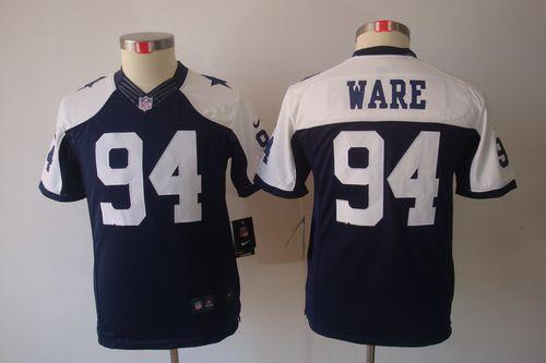  Cowboys #94 DeMarcus Ware Navy Blue Thanksgiving Youth Throwback Stitched NFL Limited Jersey