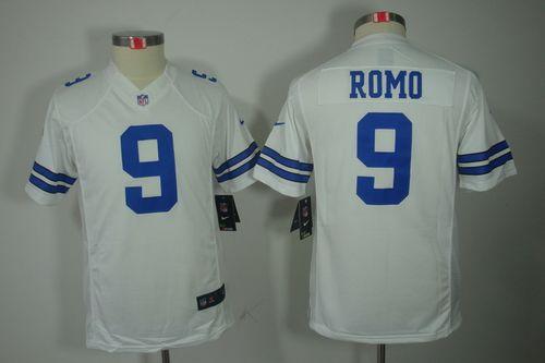  Cowboys #9 Tony Romo White Youth Stitched NFL Limited Jersey