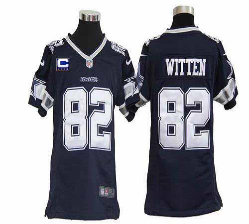  Cowboys #82 Jason Witten Navy Blue Team Color With C Patch Youth Stitched NFL Elite Jersey