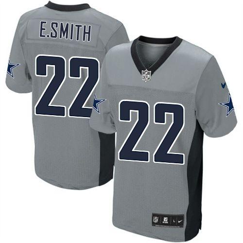  Cowboys #22 Emmitt Smith Grey Shadow Youth Stitched NFL Elite Jersey