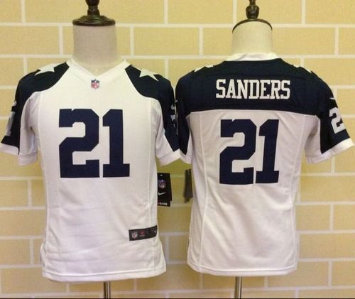  Cowboys #21 Deion Sanders White Thanksgiving Youth Throwback Stitched NFL Elite Jersey