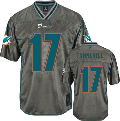  Dolphins #17 Ryan Tannehill Grey Youth Stitched NFL Elite Vapor Jersey