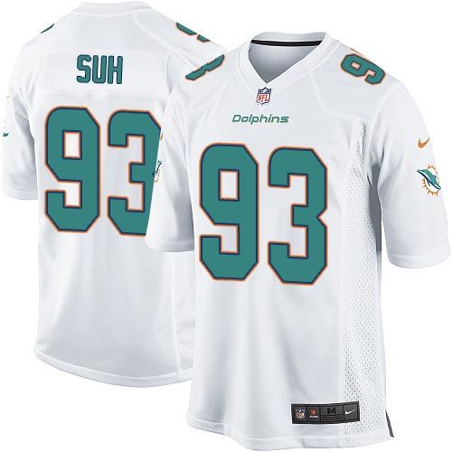  Dolphins #93 Ndamukong Suh White Youth Stitched NFL Elite Jersey